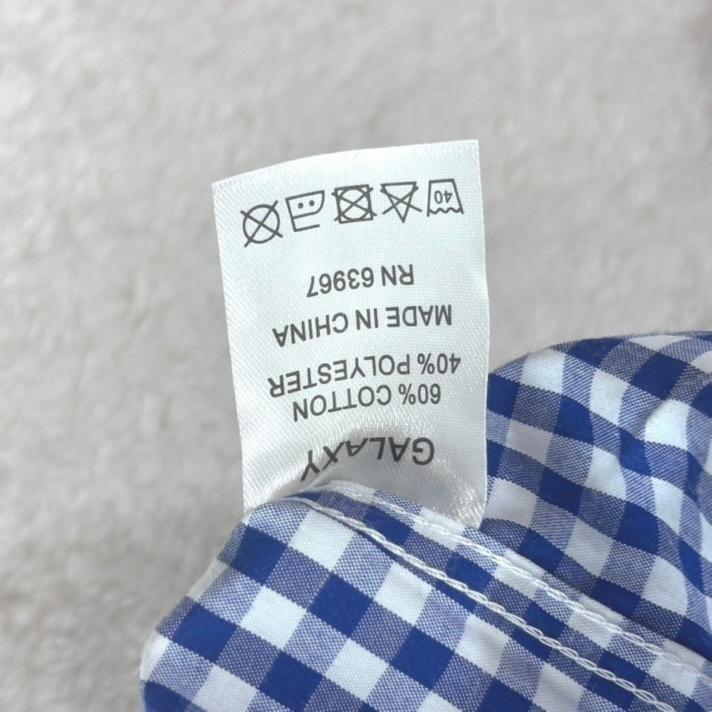 Galaxy by Harvic Mens XL Slim Fit Gingham Button Down Shirt Navy White NWT - Picture 4 of 8